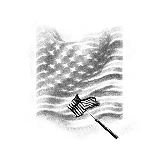 American Flag with Gun tattoo design idea