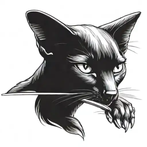 Audi with a black cat sleeping on the hood tattoo design idea
