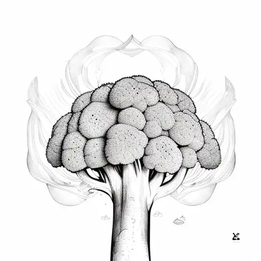 one line broccoli tattoo design idea