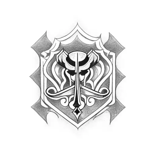 A blackwork tattoo of a Harley-Davidson motorcycle surrounded by musical notes and symbols tattoo design idea