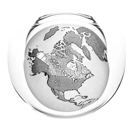 A whiskey glass with a cigar resting on a world map tattoo design idea