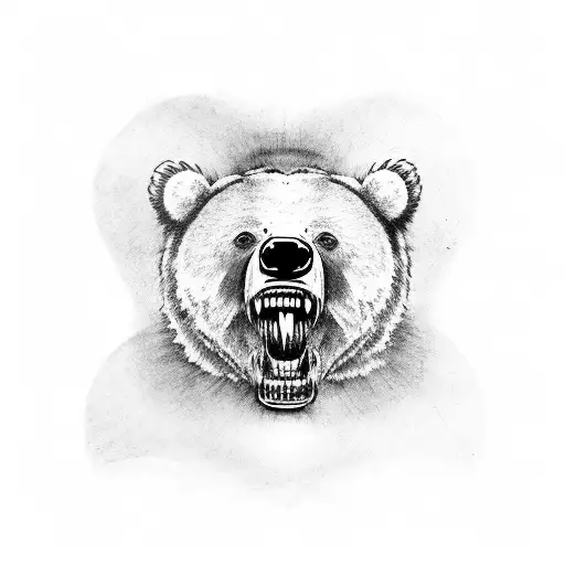 bear in a scream ghostface face tattoo design idea