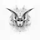 angry, serious, colorful Anubis, depicted head and torso, tattoo is on the shoulder  tattoo design idea