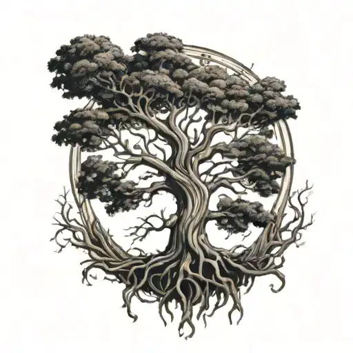 tree of life with roots tattoo design idea