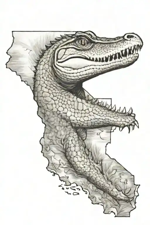 louisiana state outline with alligator  tattoo design idea