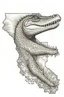 louisiana state outline with alligator  tattoo design idea
