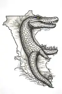 louisiana state outline with alligator  tattoo design idea