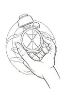 someone holding stopping time on sand clock tattoo design idea