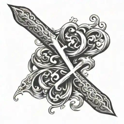 Yahweh el shaddai in Hebrew with horizontal cross in background  tattoo design idea