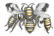 bee and honeycomb pattern tattoo design idea