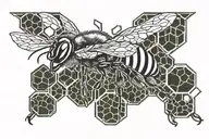 bee and honeycomb pattern tattoo design idea