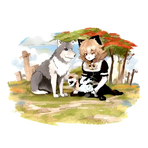 león y lobo  tattoo design idea