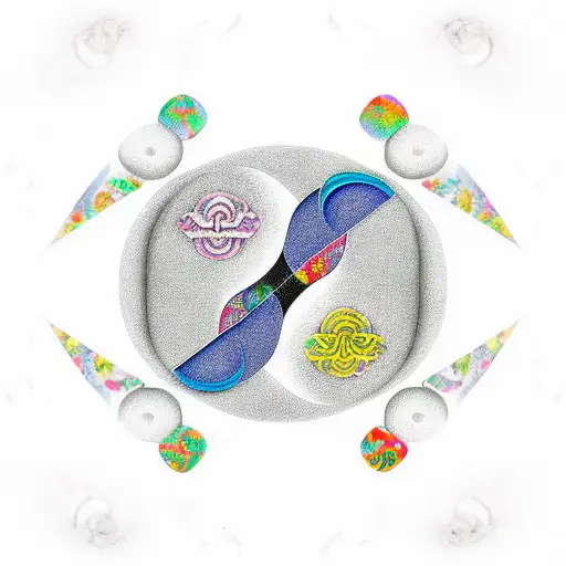 yin Yang three love hearts tattoo design idea