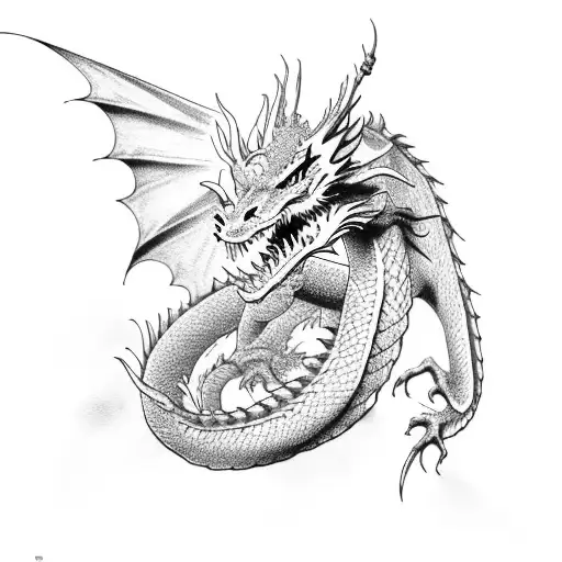 dragon with anime characters  tattoo design idea
