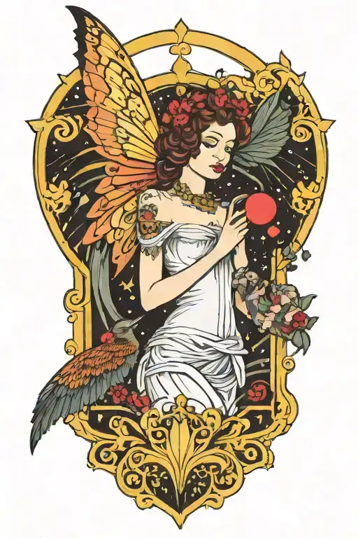 The Empress tarot card fairy wings tattoo design idea