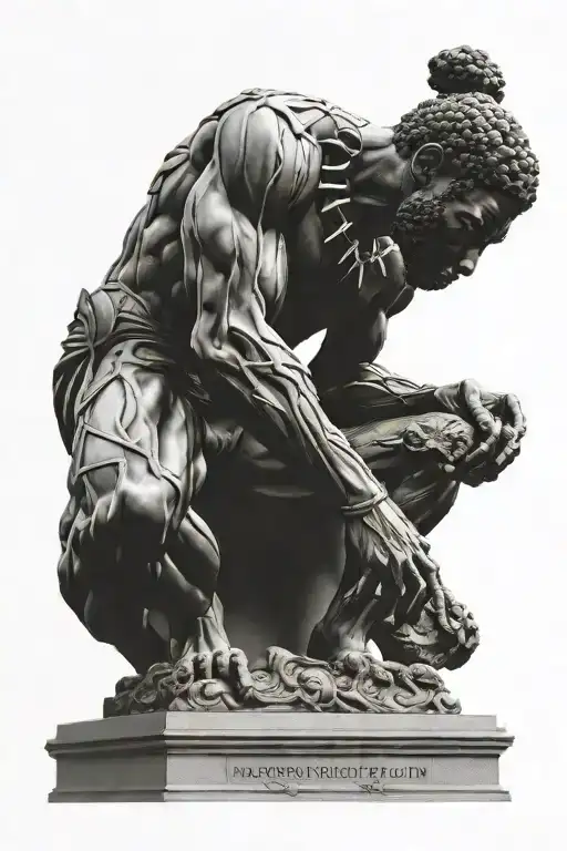 Michelangelo David statue and black panther  tattoo design idea