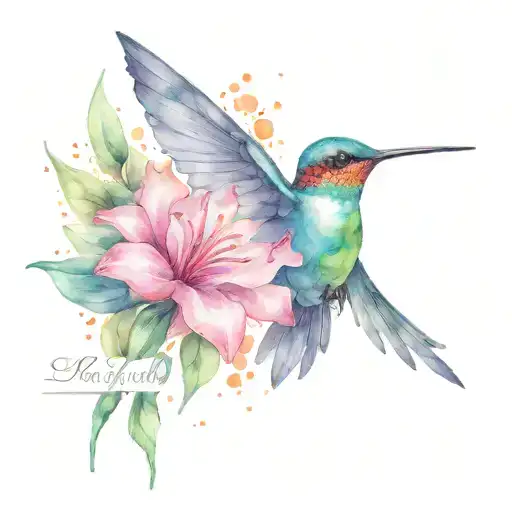 humming bird flying in the sky with the words i love you one hundred million  tattoo design idea