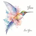 humming bird flying in the sky with the words i love you one hundred million  tattoo design idea