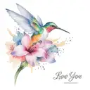 humming bird flying in the sky with the words i love you one hundred million  tattoo design idea