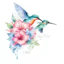 humming bird flying in the sky with the words i love you one hundred million  tattoo design idea