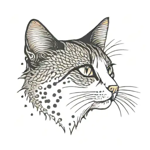 cat colored small size tattoo design idea