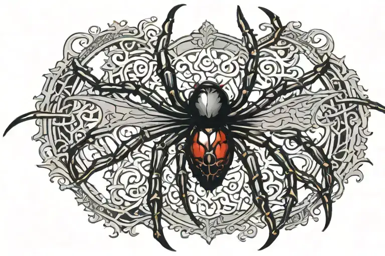 Black widow spider tattoo design idea