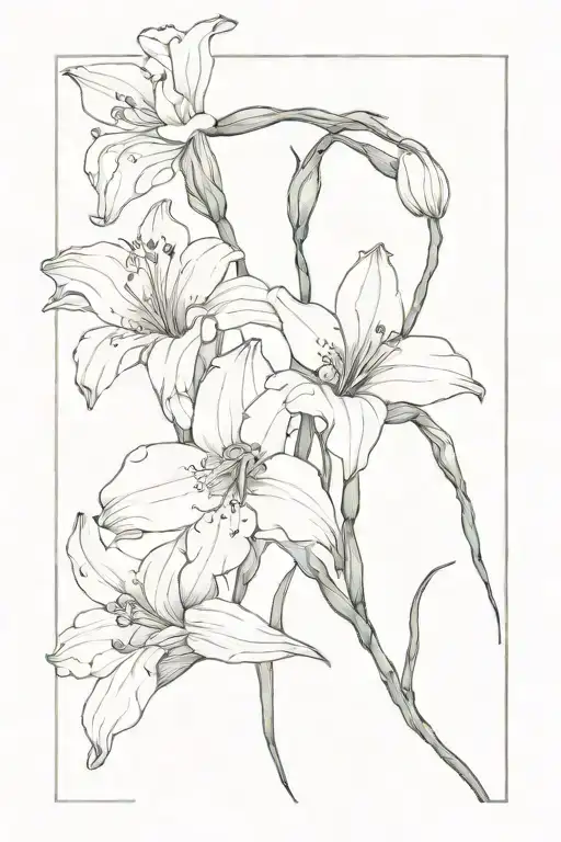 gladiolus daisy snowdrop flower with delicate tattoo design idea