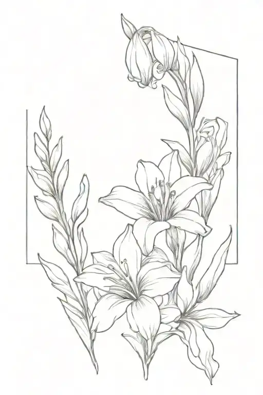 gladiolus daisy snowdrop flower with delicate bouquet tattoo design idea