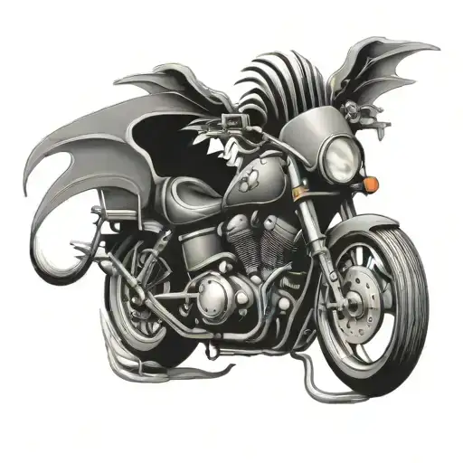 dragon motobike v twin motor bike tattoo design idea