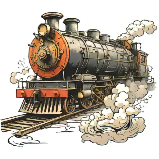 Small moving train tattoo design idea