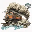 Small moving train tattoo design idea