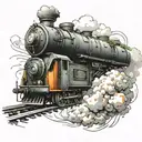 Small moving train tattoo design idea