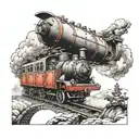 Small moving train tattoo design idea
