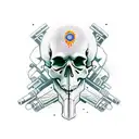 skull soldier full with gun in hand and Indian flag tattoo design idea