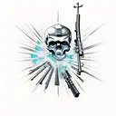 skull soldier full with gun in hand and Indian flag tattoo design idea