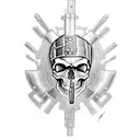 skull soldier full with gun in hand and Indian flag tattoo design idea