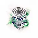 skull soldier with gun in hand and Indian flag tattoo design idea