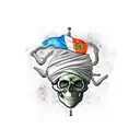 skull soldier with gun in hand and Indian flag tattoo design idea