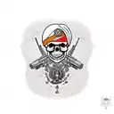 skull soldier with gun in hand and Indian flag tattoo design idea