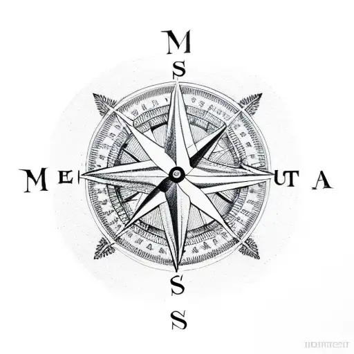 mountain compass tattoo design idea