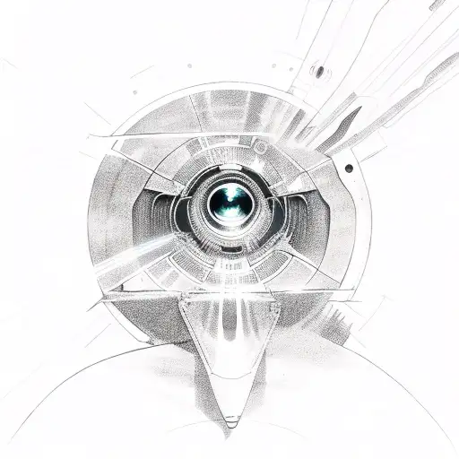 alien spaceship shooting laser beams tattoo design idea