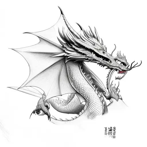 dragon and hawk mix tattoo design idea
