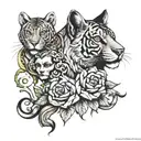 leon con filhas  tattoo design idea