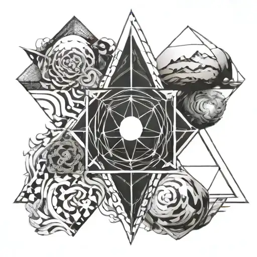KAHU should be in the middle. Surrounded by four elements: water, air, earth and fire. Earth tattoo design idea