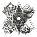 KAHU should be in the middle. Surrounded by four elements: water, air, earth and fire. Earth tattoo design idea