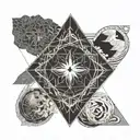 KAHU should be in the middle. Surrounded by four elements: water, air, earth and fire. Earth tattoo design idea