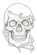 skull with snake and skull tattoo design idea