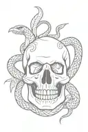 skull with snake and skull tattoo design idea