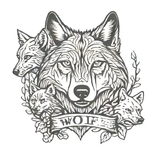 wolf, family, woods, strong, hardworking  tattoo design idea