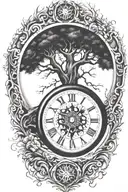 Tree of life and with a wheel of time piece tattoo design idea